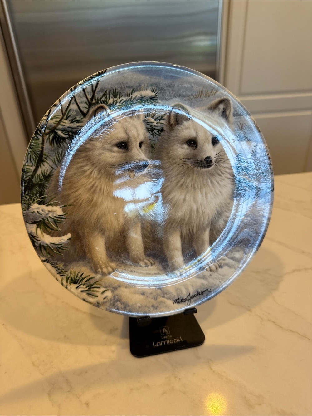 Artic Fox Cubs Decorative Collector Plate By Mike Jackson Royal Grafton COA
